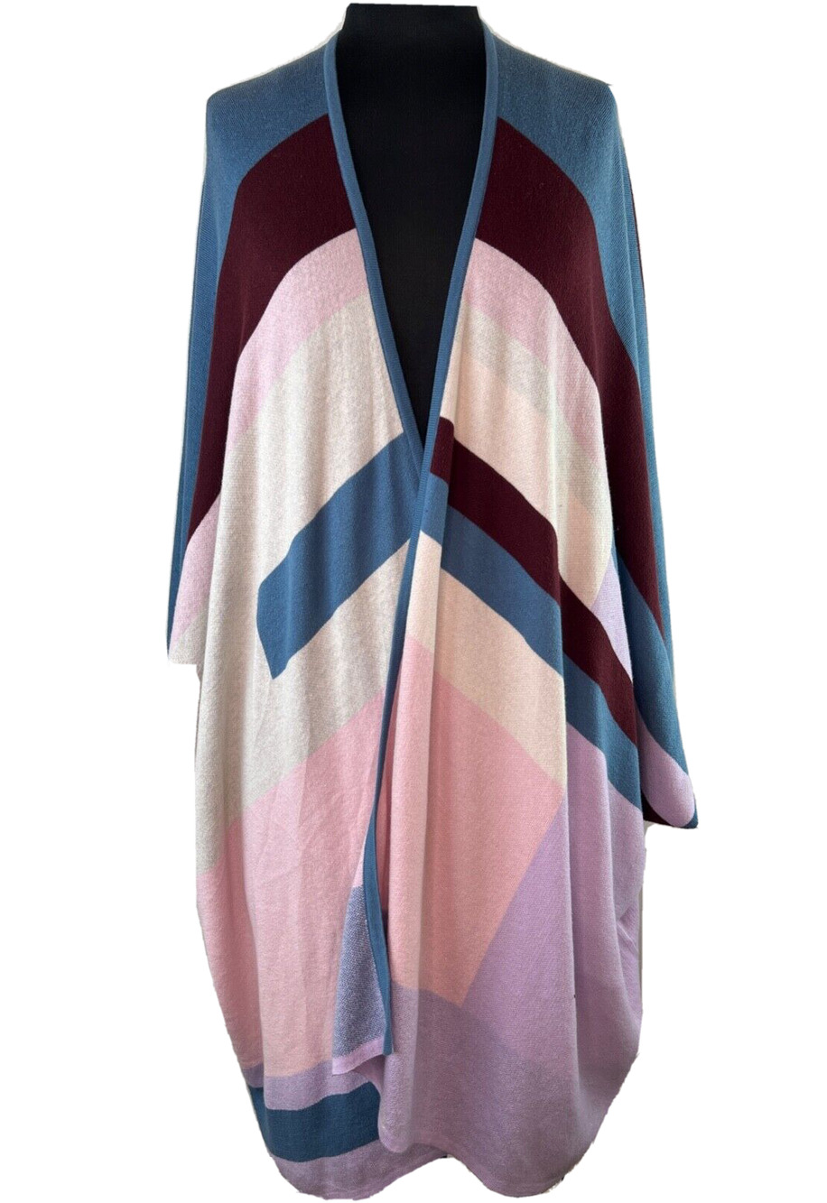 Tracy Reese Cardigan Sweater Wrap Womens Open Front Pink Blue White Striped XS/S